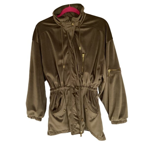 Current Seen Velour Jacket Women's Size Medium Fully Lined Hidden Front Zipper - Picture 1 of 10